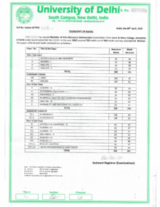 Delhi University Transcript Copy