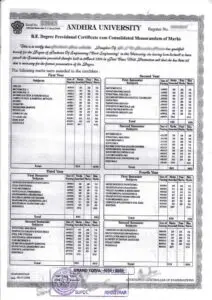 Andhra University Transcript