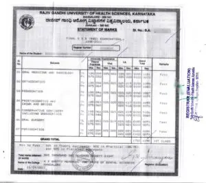 Rajiv Gandhi University of Health Sciences, Karnataka Statement of Marks