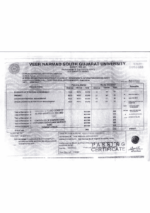 Veer narmad sough gujarat university Marksheet