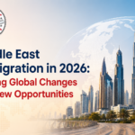Middle East Immigration 2026 with passport, academic transcript, and visa documents for Indian professionals