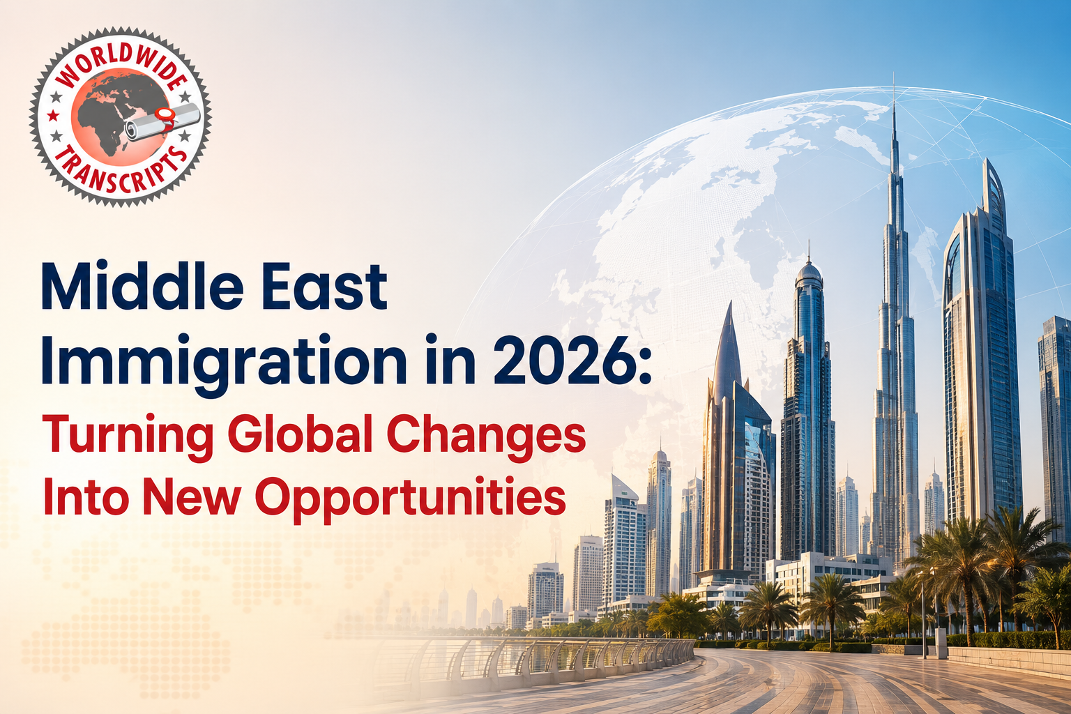 Middle East Immigration 2026 with passport, academic transcript, and visa documents for Indian professionals
