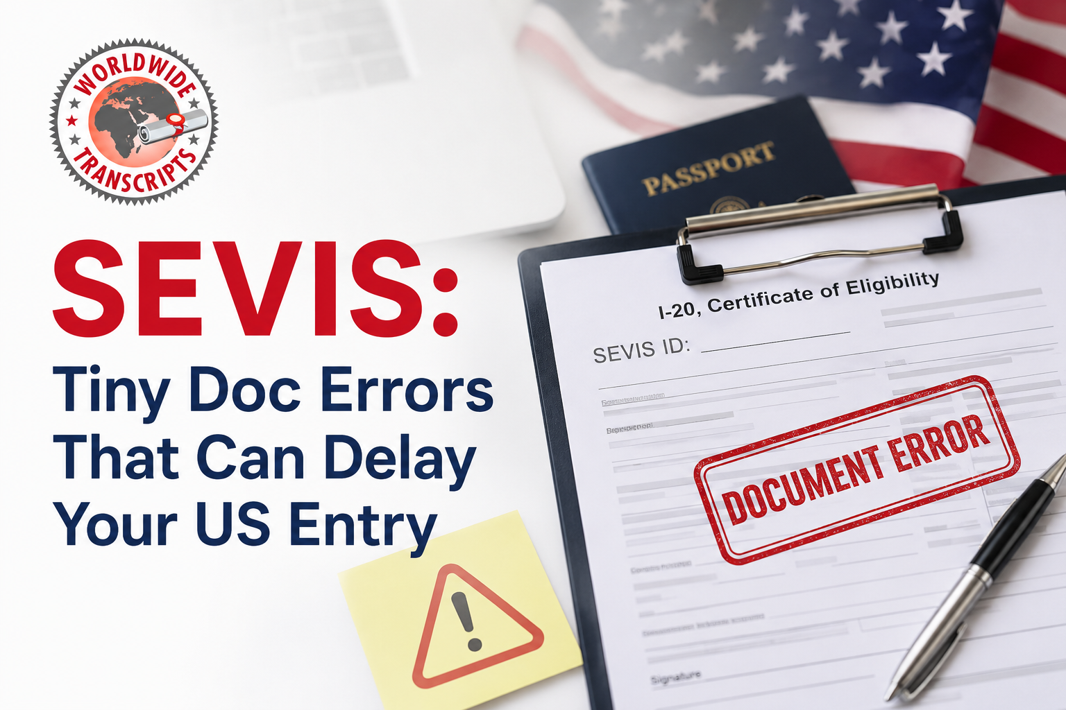 SEVIS document verification for US student visa with academic transcript and passport