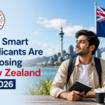 New Zealand Immigration 2026 with passport, academic transcript, visa documents, and skilled professional