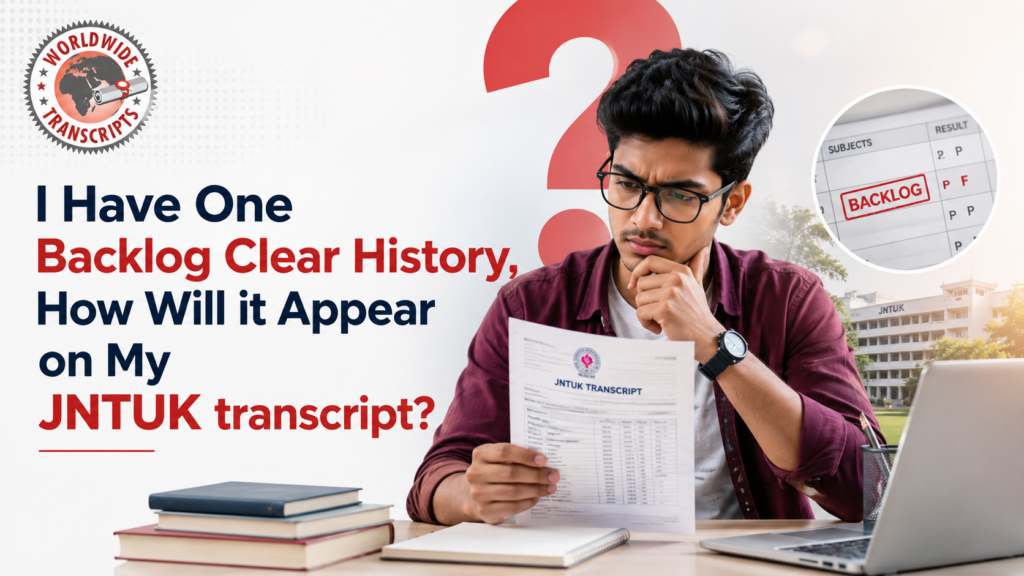 JNTUK Transcript with Backlog and Cleared Subject
