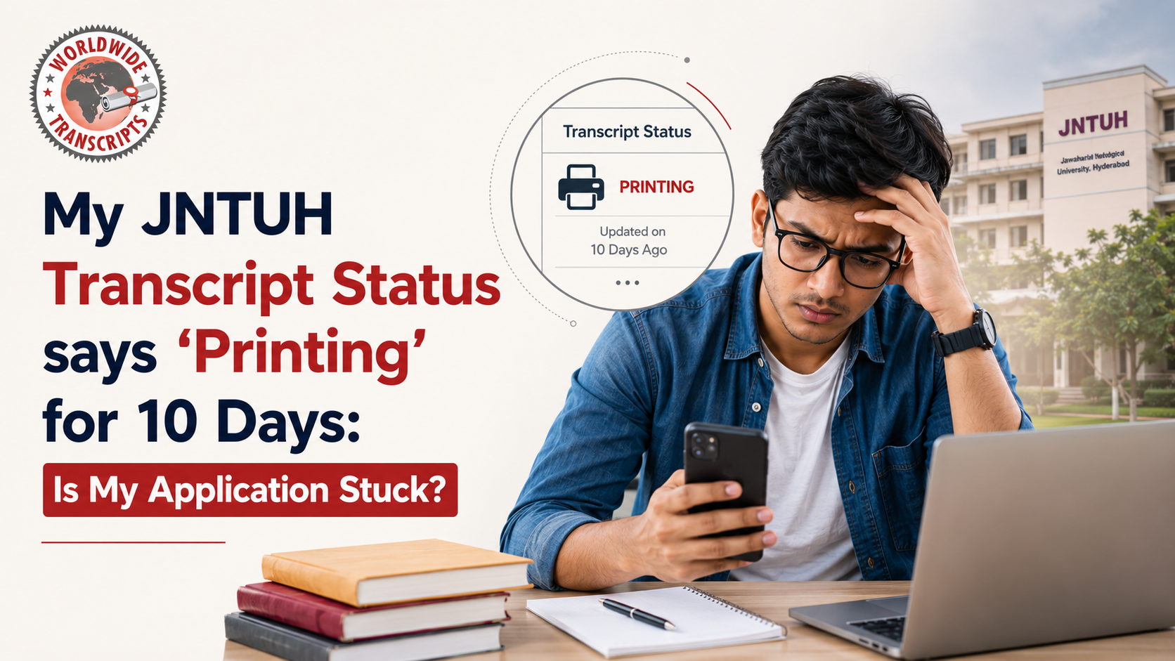JNTUH transcript status showing printing