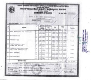 Rajiv Gandhi University of Health Sciences, Karnataka Statement of Marks