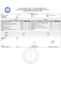 Singhania University transcript copy