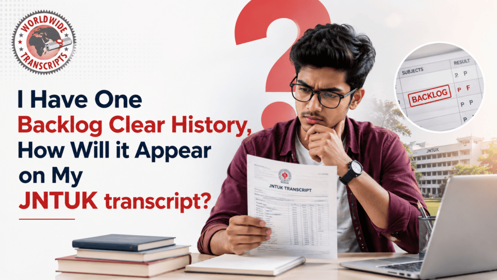 JNTUK Transcript with Backlog and Cleared Subject