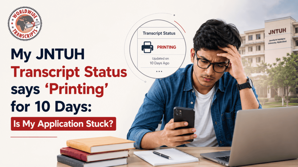 JNTUH transcript status showing printing